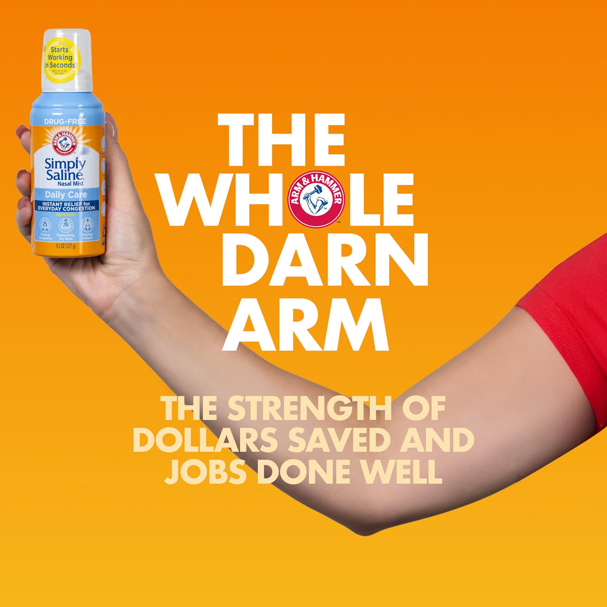 ARM & HAMMER Simply Saline Nasal Care Daily Mist 1.6oz | Instant Relief, Everyday Congestion Relief
