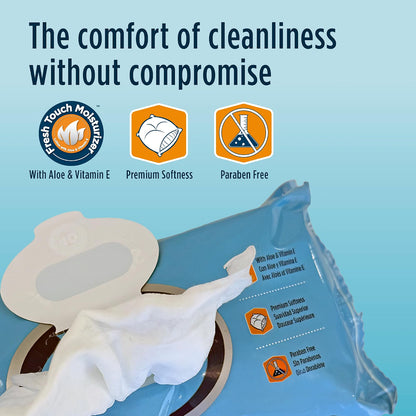 Attends Washcloths No-Rinse Disposable Cleansing Wipes for Incontinence, 7.8"x11.8", Hypoallergenic Alcohol-Free, Unscented, 48ct Bag