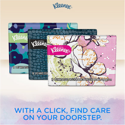 Kleenex Facial Tissues, On-The-Go Slim Pack, Travel Size, 10 Count (Pack of 3)
