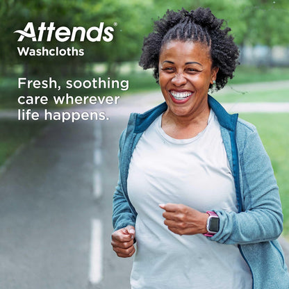 Attends Washcloths No-Rinse Disposable Cleansing Wipes for Incontinence, 7.8"x11.8", Hypoallergenic Alcohol-Free, Unscented, 48ct Bag