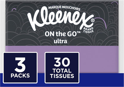 Kleenex Facial Tissues, On-The-Go Slim Pack, Travel Size, 10 Count (Pack of 3)